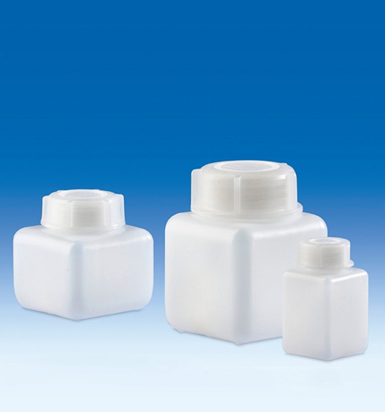 Weithalsflaschen, PE-HD, quadratisch